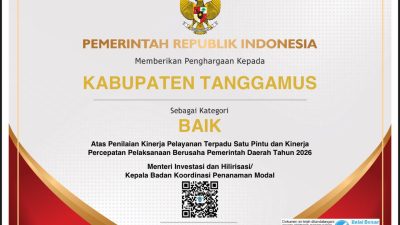 Tanggamus Raih Predikat Baik Dalam Penilaian Kinerja Pelayanan Perizinan dan Percepatan Berusaha 2026